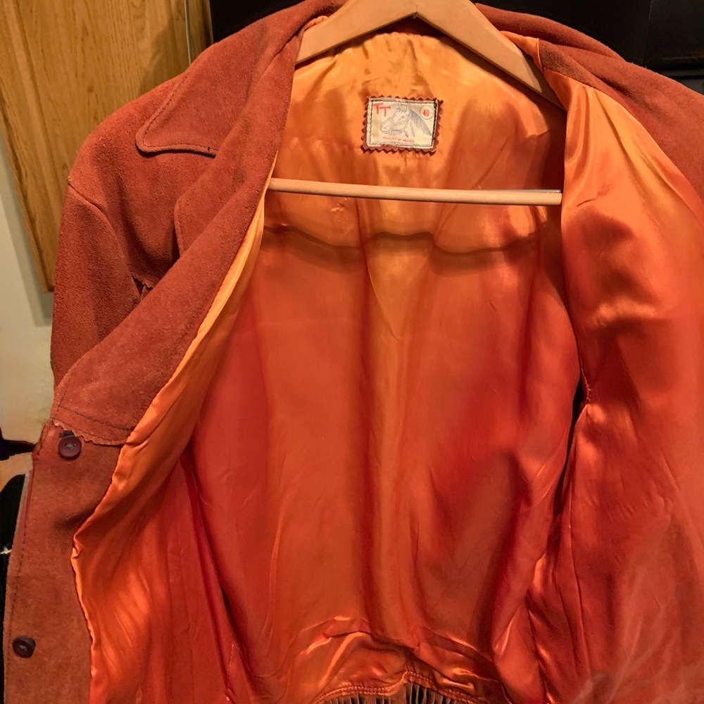 Vintage Rust Suede Fringe Jacket Size 40 – Made in Mexico Western Style - Picture 3 of 4